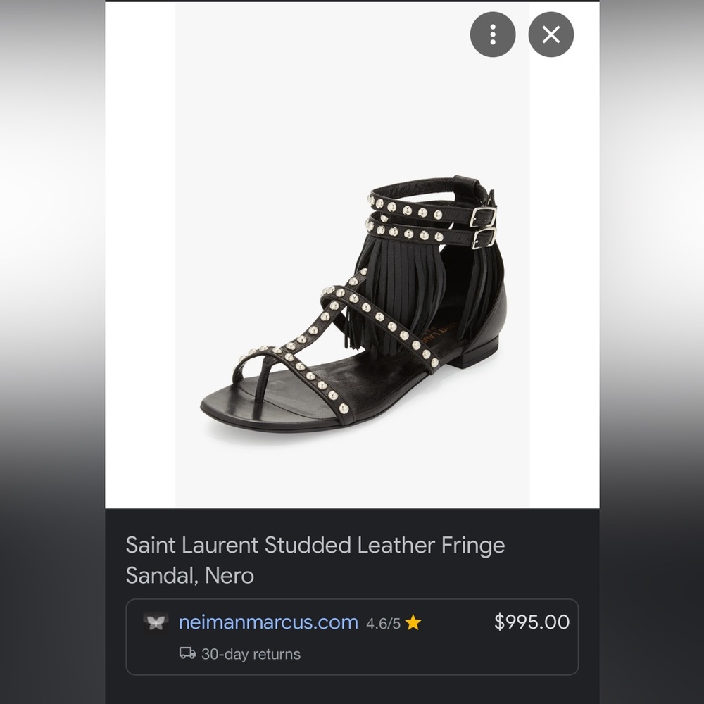 Saint Laurent. Black Leather Studded Accent Gladiator Sandals